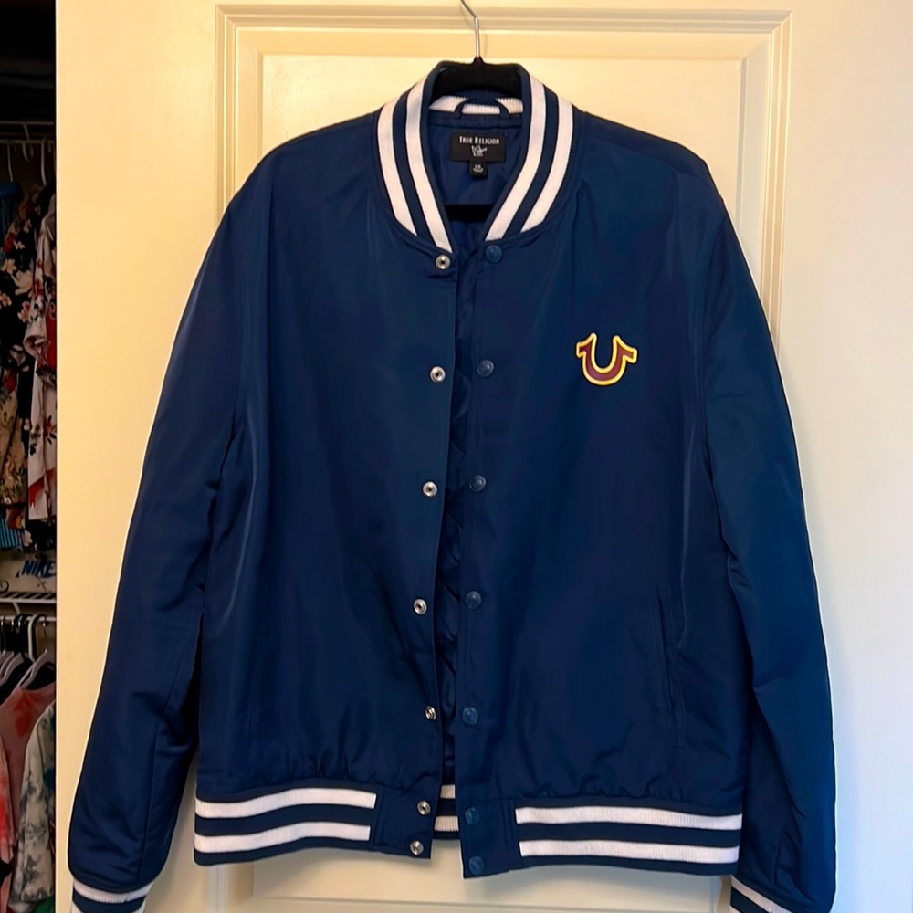 True Religion varsity jacket (L) worn once